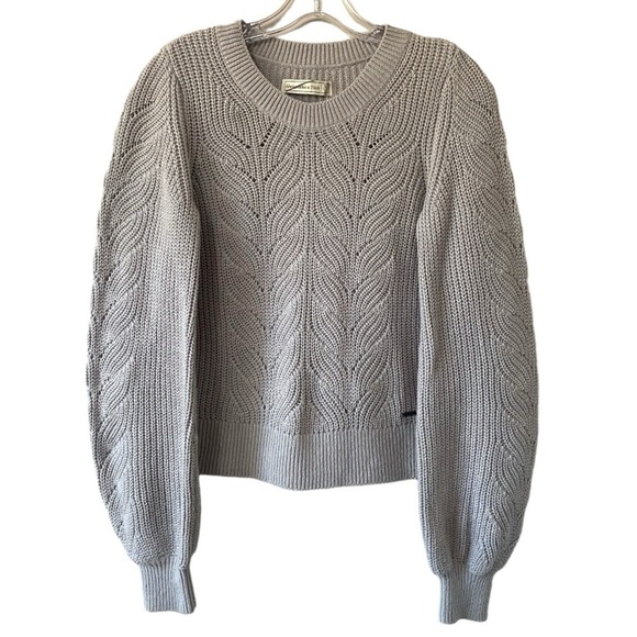 Abercrombie & Fitch Crewneck Pull Over Knit Balloon Sleeve Sweater - Picture 1 of 5